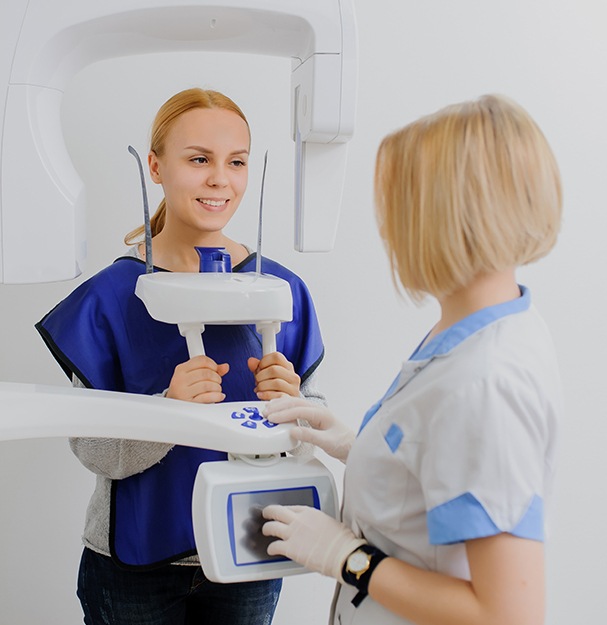 Woman receiving 3D CT scan